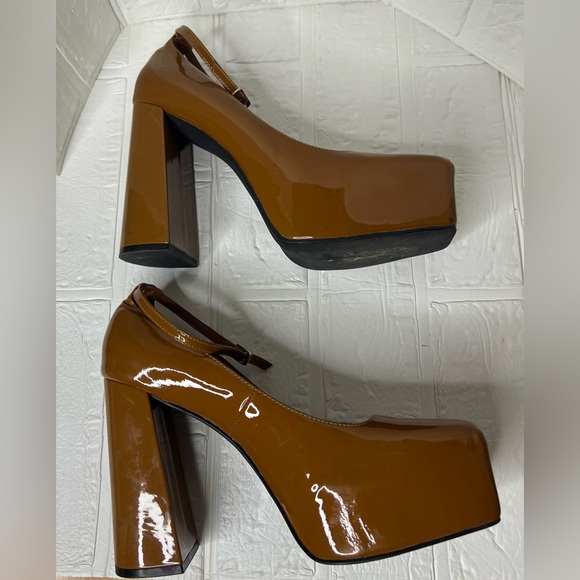 Jeffrey Campbell brown platforms size 8.5 chunky heels neutral minimalist glam - Picture 7 of 9